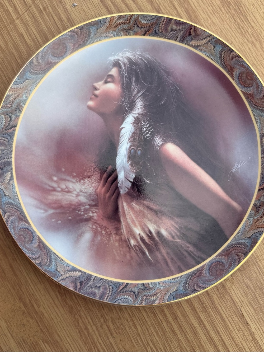 The Bradford Exchange Serene Feathered Woman Art Plate - Pink, White, Gold